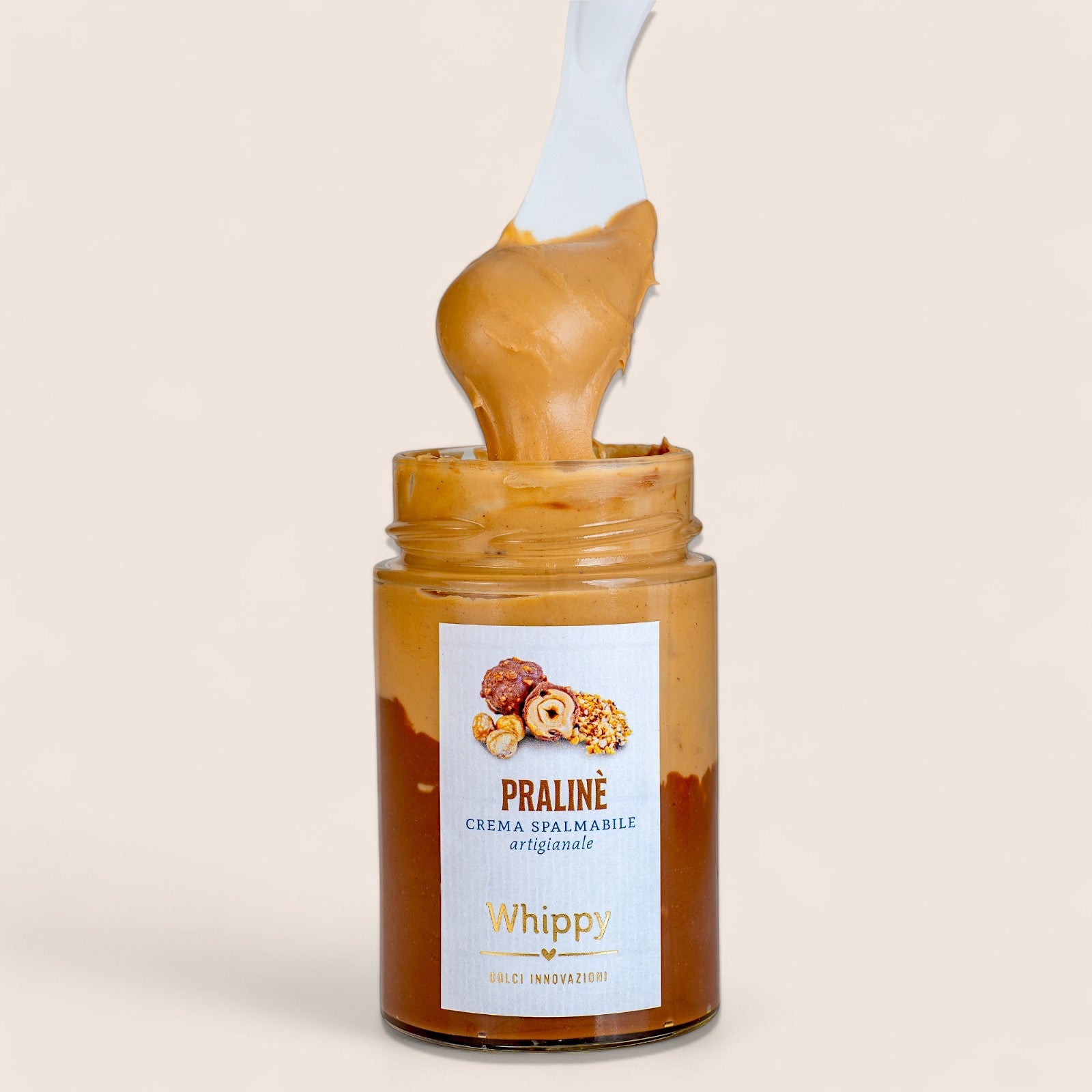 Spalmabile Pralinè, gustosa crema spalmabile al gusto di Nocciola IGP Piemonte e cioccolato in vasetto da 220g